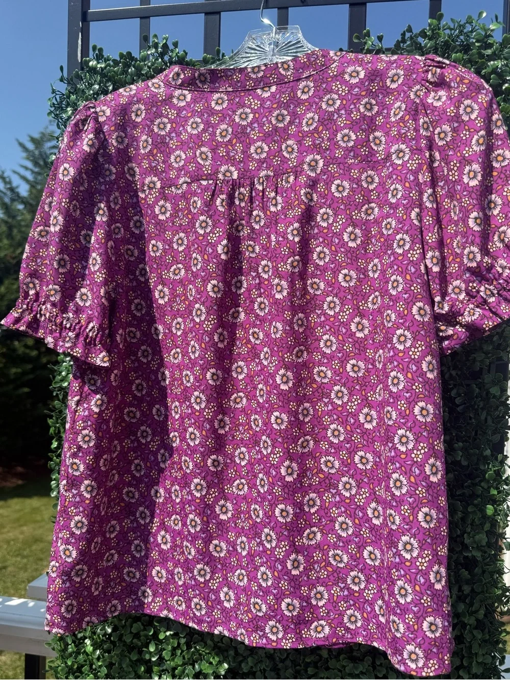 J. Crew Ditsy Floral Pink Purple Blouse